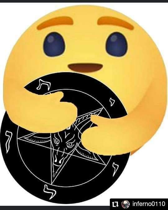 This meme features a shocked emoji with a surprised expression, accompanied by a text overlay that reads "I just realized I've been worshipping Satan this whole time". The image is likely a humorous commentary on the idea that many people unknowingly participate in or are influenced by satanic or occult practices, even if they don't intend to.